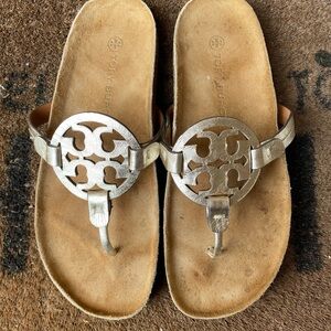 Tory Burch Miller Cloud Sandals in Spark Gold / Natural Women’s Size 8.5